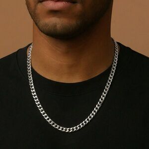 Silver 925 Cuban link Chain Necklace 22 inch